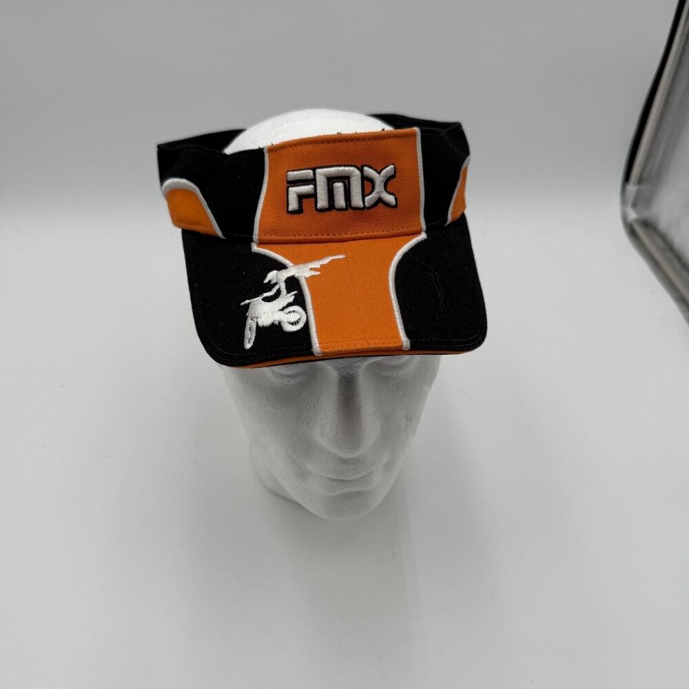 FMX Freestyle Motocross Visor Hat Orange Black Adjustable Cap 100% Cotton